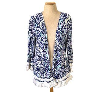 Lilly Pulitzer Women's Sz M Gigi Open Front Cardigan Sweaters Blue